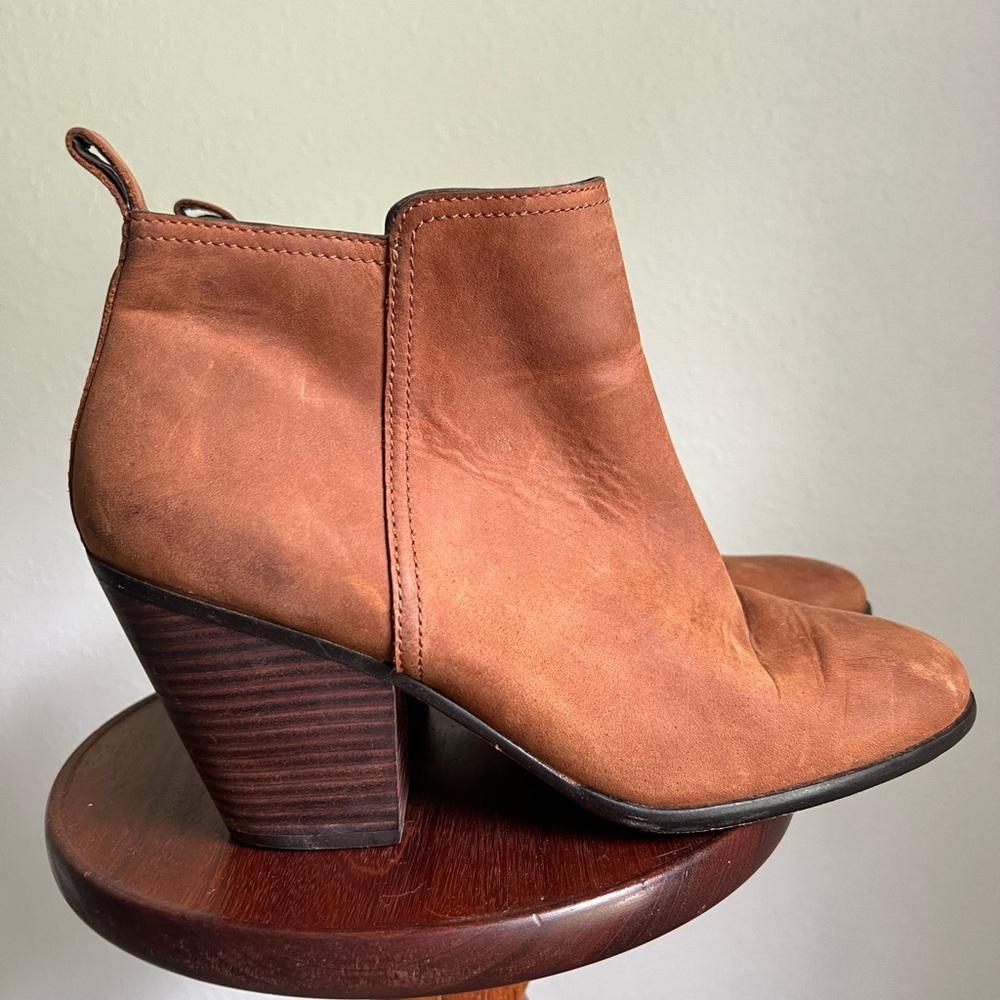 Cole Haan Tan Ankle Booties with Stacked Heel